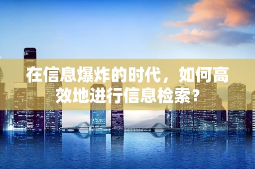 在信息爆炸的时代，如何高效地进行信息检索？